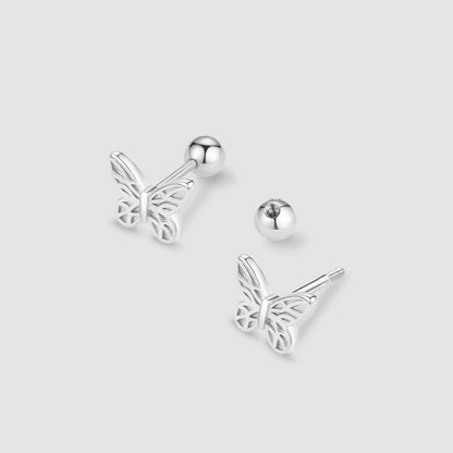 1 Pair Simple Style Butterfly 4.6*6.2 Plating Copper Silver Plated Ear Studs