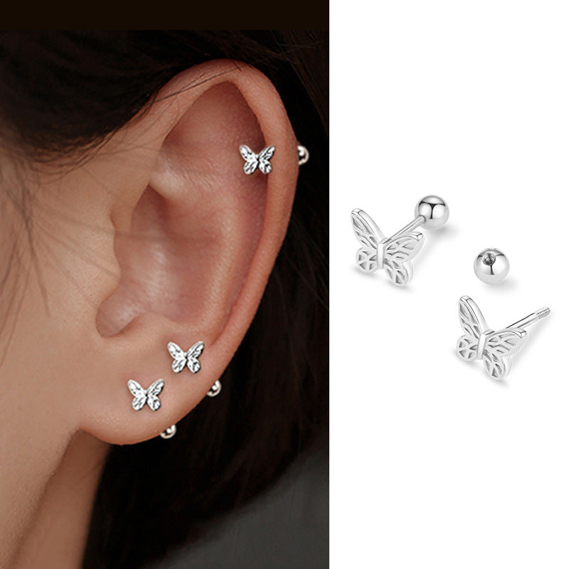 1 Pair Simple Style Butterfly 4.6*6.2 Plating Copper Silver Plated Ear Studs