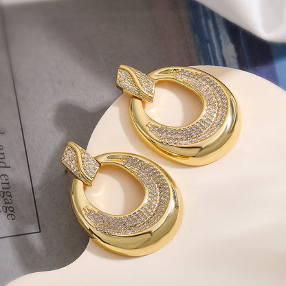 1 Pair Ig Style Simple Style Geometric Plating Inlay Copper Zircon 18k Gold Plated Drop Earrings