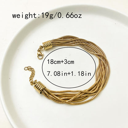 Ig Style Simple Style Geometric Stainless Steel Layered Plating Gold Plated Bracelets