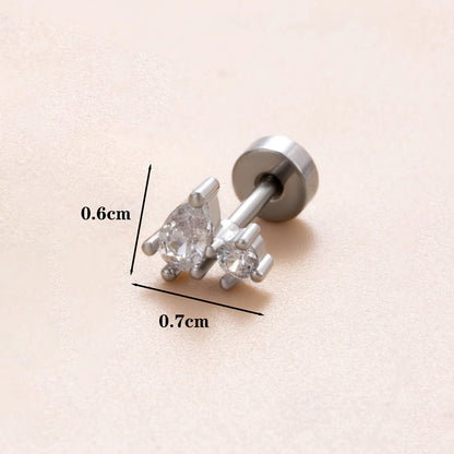 1 Piece Classic Style Insect Flower Polishing Plating Inlay Stainless Steel Copper Zircon 18k Gold Plated Ear Studs