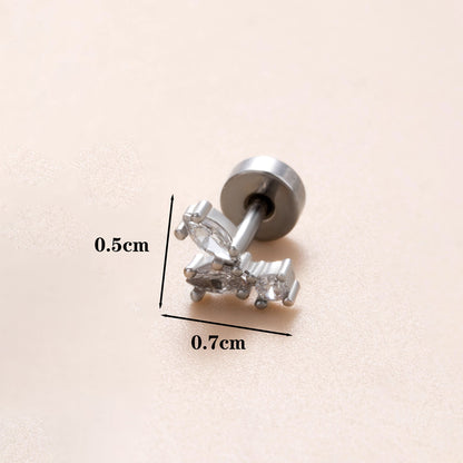 1 Piece Classic Style Insect Flower Polishing Plating Inlay Stainless Steel Copper Zircon 18k Gold Plated Ear Studs