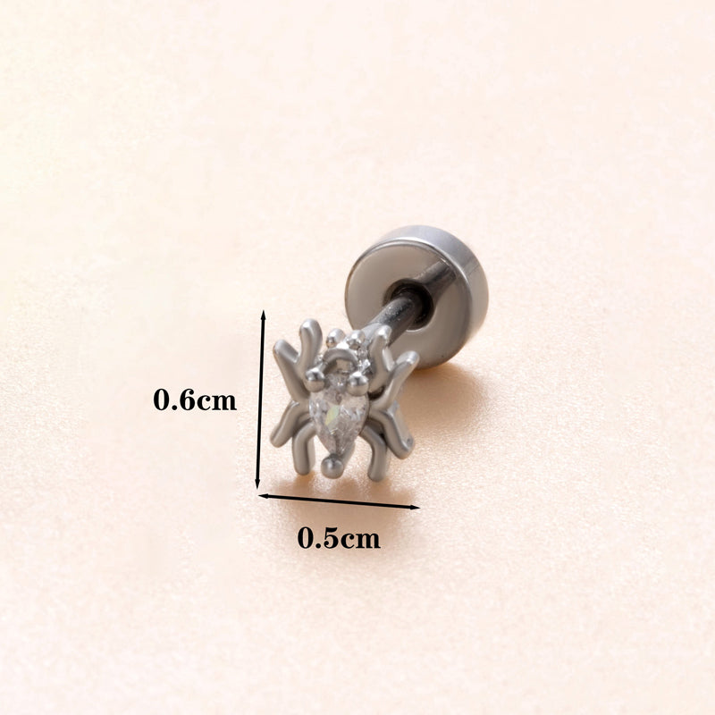 1 Piece Classic Style Insect Flower Polishing Plating Inlay Stainless Steel Copper Zircon 18k Gold Plated Ear Studs