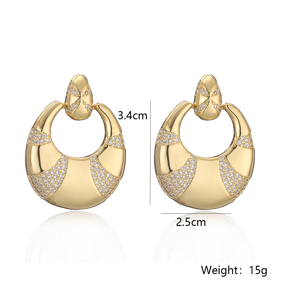 1 Pair Simple Style Geometric Plating Inlay Copper Zircon 18k Gold Plated Drop Earrings