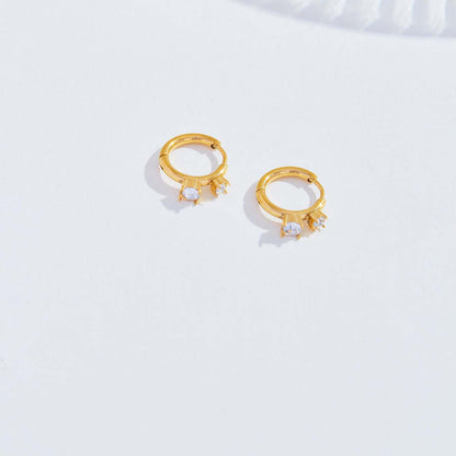 1 Pair Elegant Glam Lady Circle Plating Inlay Stainless Steel Diamond 18k Gold Plated Earrings