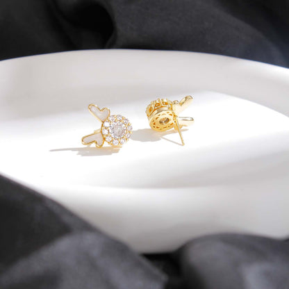 1 Pair Elegant Glam Animal Plating Inlay Stainless Steel Zircon 18k Gold Plated Ear Studs