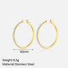 1 Pair Simple Style Classic Style Solid Color Plating Inlay Stainless Steel Artificial Diamond Hoop Earrings