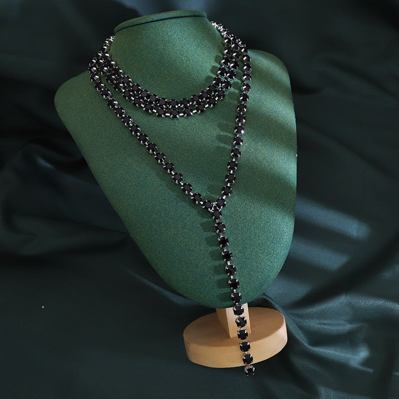 New Ethnic Style Diamond-studded Chain Fashion Necklace Multi-layer Tassel
