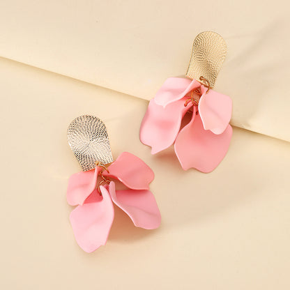 1 Pair Elegant Luxurious Sweet Petal Alloy Dangling Earrings