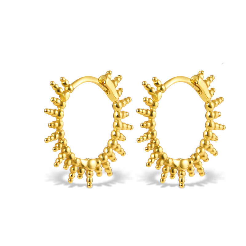 1 Pair Luxurious Simple Style Round Sun Plating Sterling Silver 18k Gold Plated White Gold Plated Earrings