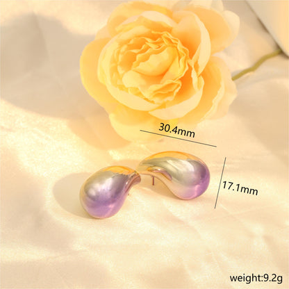 1 Pair Ig Style Water Droplets Gradient Color Pvc Ear Studs