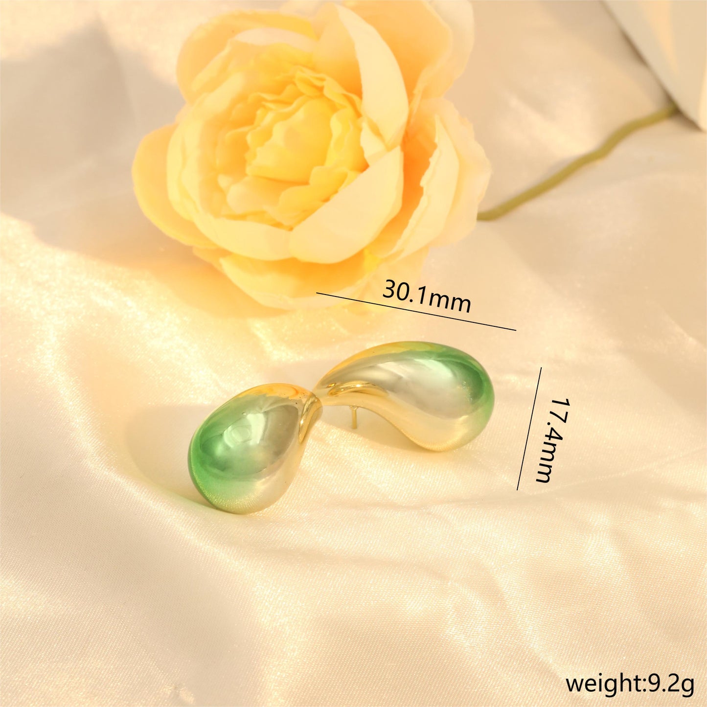 1 Pair Ig Style Water Droplets Gradient Color Pvc Ear Studs