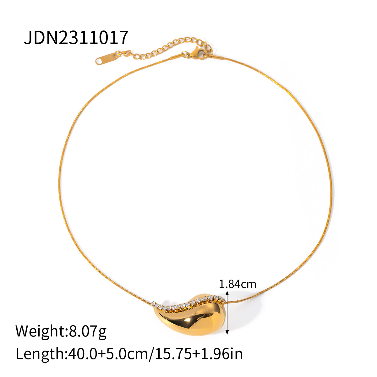 Ig Style Simple Style Water Droplets Stainless Steel Plating Inlay Rhinestones 18k Gold Plated Necklace