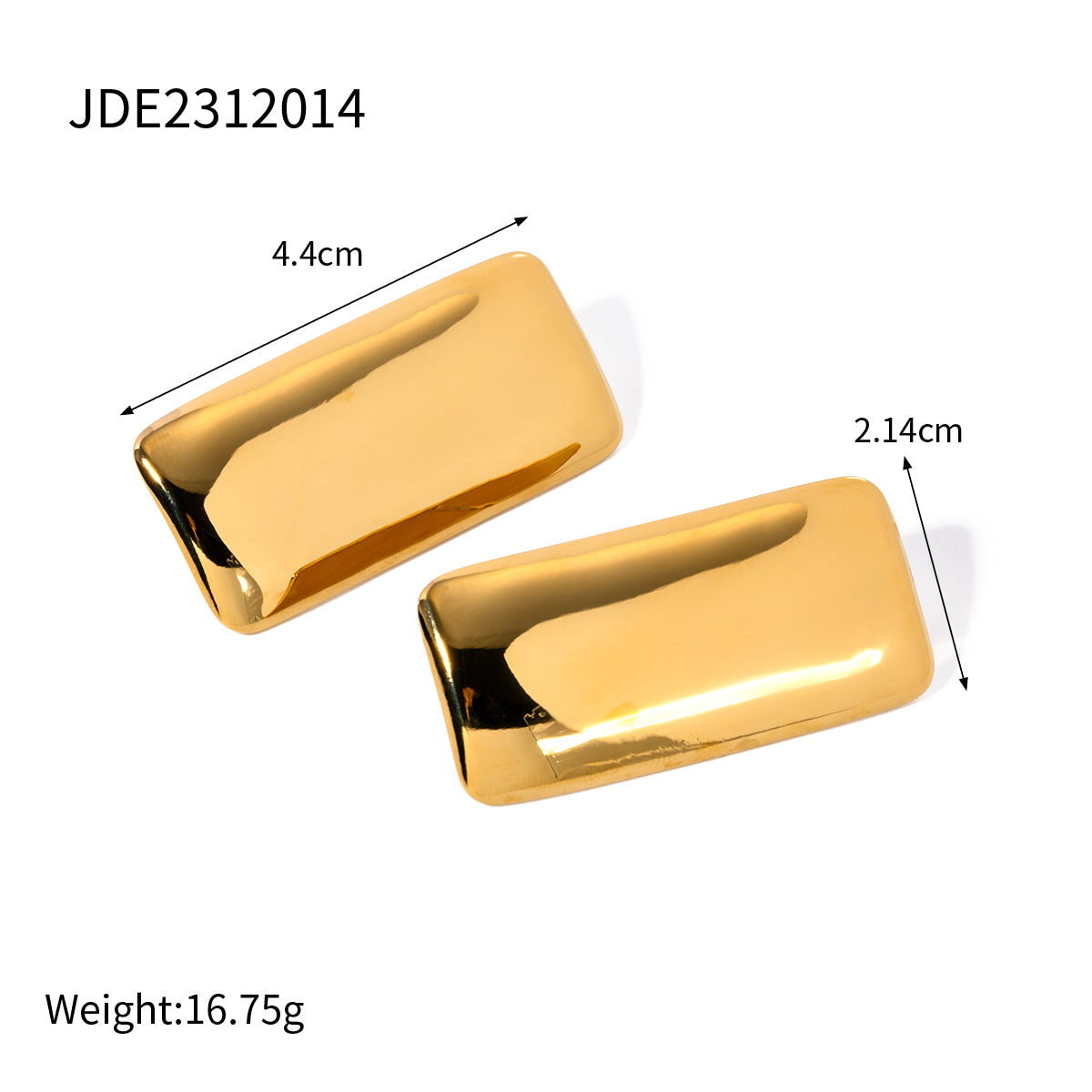 1 Pair Ig Style Simple Style Rectangle Plating Stainless Steel 18k Gold Plated Ear Studs