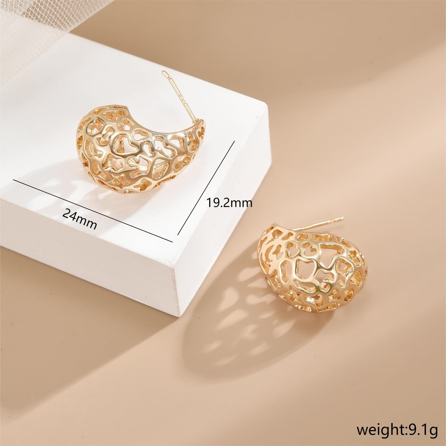 1 Pair Ig Style Simple Style Geometric Plating Hollow Out Copper 18k Gold Plated White Gold Plated Earrings