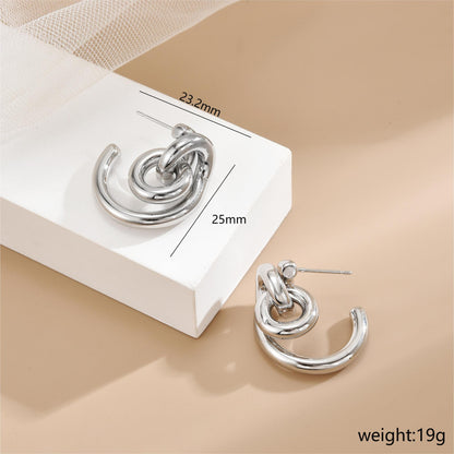 1 Pair Ig Style Simple Style Geometric Plating Hollow Out Copper 18k Gold Plated White Gold Plated Earrings