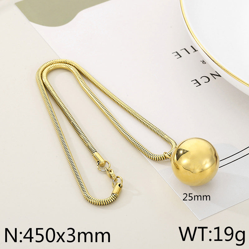 Hip-hop Exaggerated Ball Titanium Steel Plating Pendant Necklace