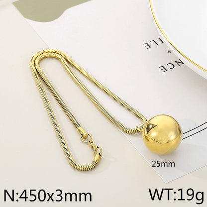 Hip-hop Exaggerated Ball Titanium Steel Plating Pendant Necklace