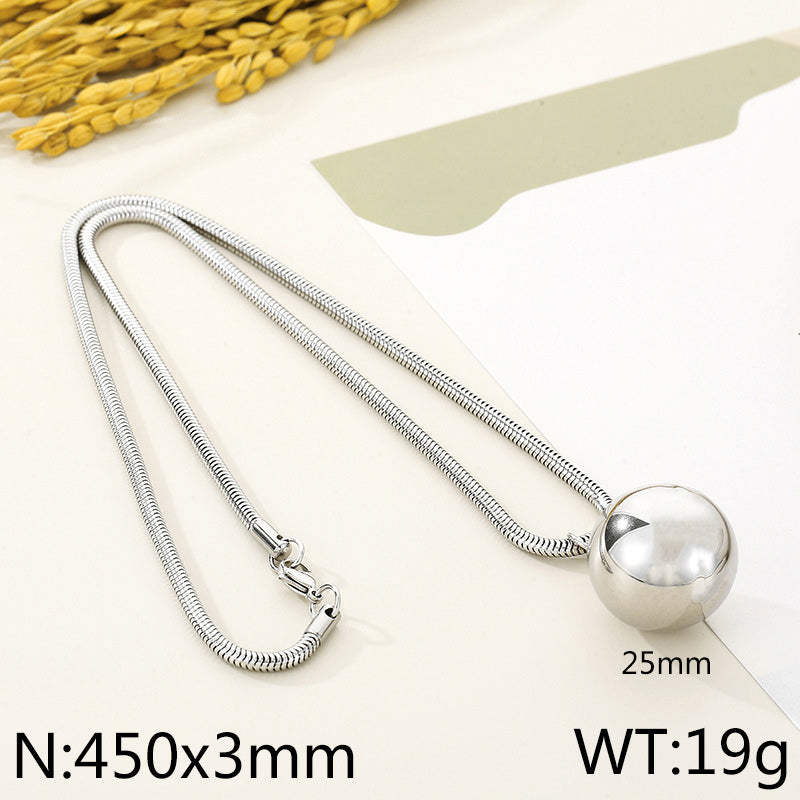 Hip-hop Exaggerated Ball Titanium Steel Plating Pendant Necklace