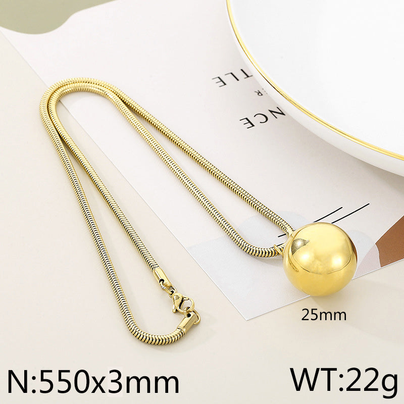 Hip-hop Exaggerated Ball Titanium Steel Plating Pendant Necklace