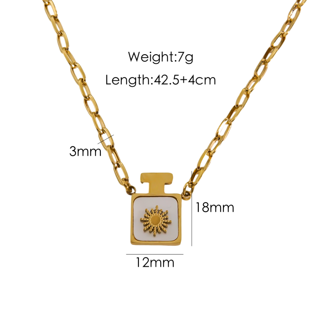 Retro Sun Stainless Steel Plating Inlay Natural Stone Shell 14k Gold Plated Pendant Necklace