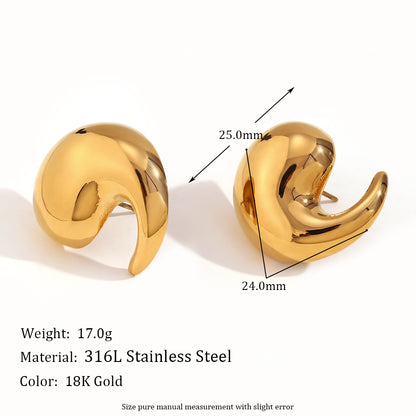 1 Pair Simple Style Classic Style Water Droplets Plating Stainless Steel 18k Gold Plated Ear Studs