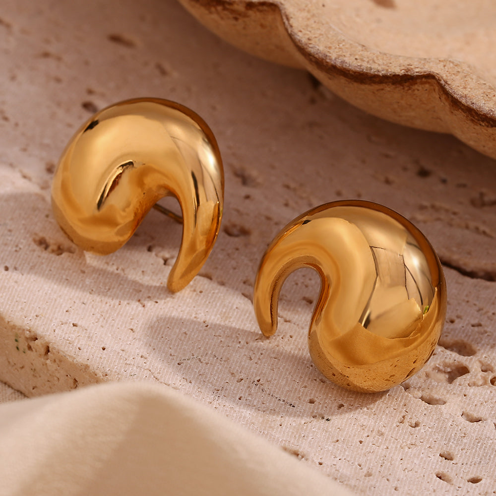 1 Pair Simple Style Classic Style Water Droplets Plating Stainless Steel 18k Gold Plated Ear Studs