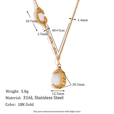 Vintage Style Simple Style Classic Style Solid Color Stainless Steel Plating Inlay Shell 18k Gold Plated Pendant Necklace