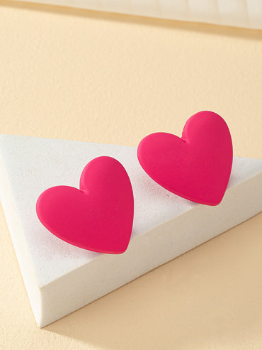 1 Pair Romantic Heart Shape Ferroalloy Ear Studs