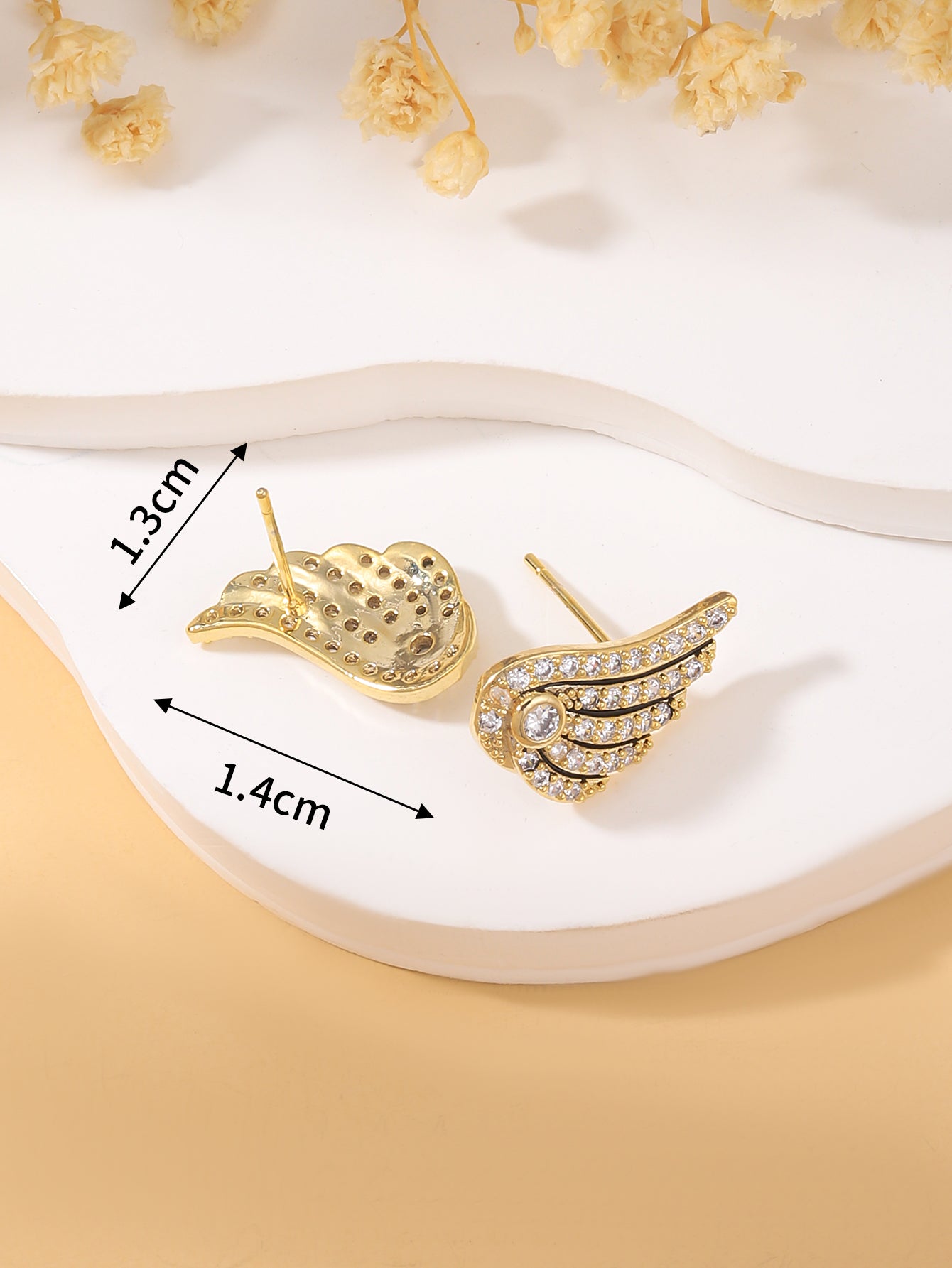 1 Pair Simple Style Wings Plating Inlay Copper Zircon 18k Gold Plated Ear Studs