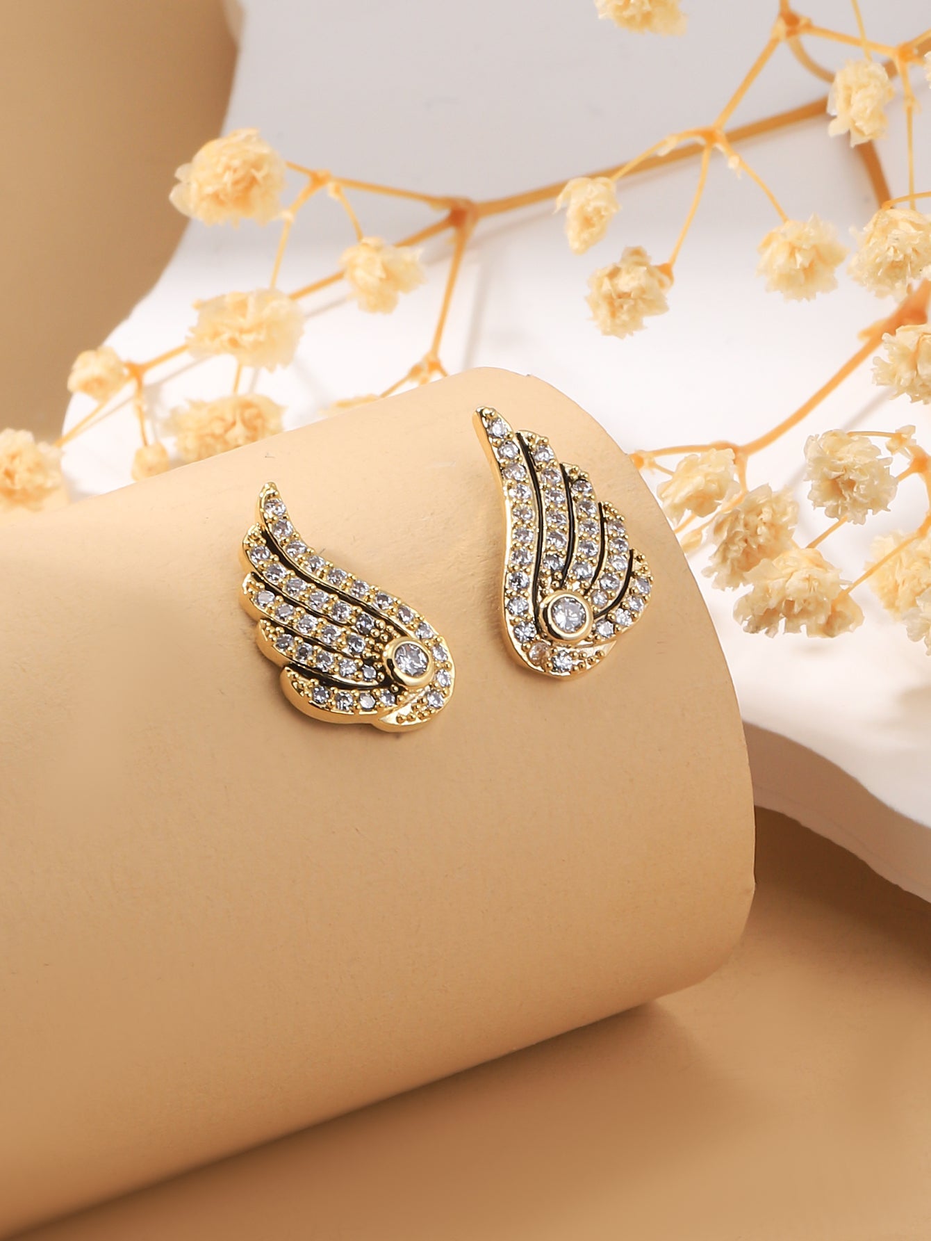 1 Pair Simple Style Wings Plating Inlay Copper Zircon 18k Gold Plated Ear Studs