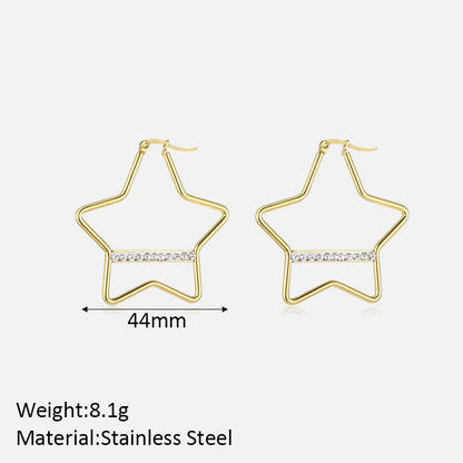 1 Pair Vintage Style Geometric Star Plating Stainless Steel 18k Gold Plated Ear Studs