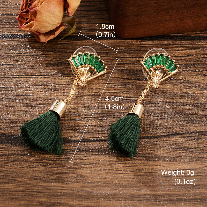 1 Pair Elegant Glam Shiny Sector Tassel Butterfly Plating Inlay Copper Zircon Gold Plated Drop Earrings