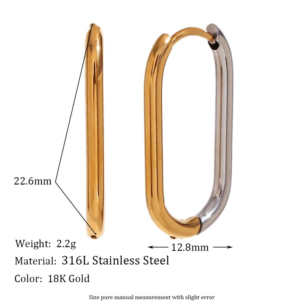 1 Pair Basic Simple Style Classic Style Color Block Plating Stainless Steel 18k Gold Plated Earrings