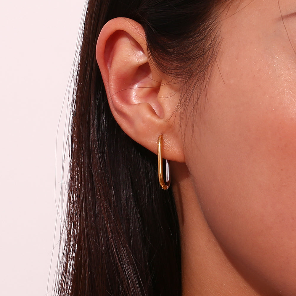 1 Pair Basic Simple Style Classic Style Color Block Plating Stainless Steel 18k Gold Plated Earrings