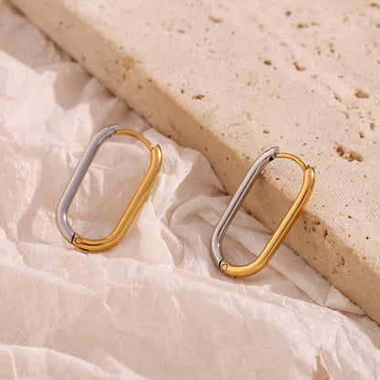 1 Pair Basic Simple Style Classic Style Color Block Plating Stainless Steel 18k Gold Plated Earrings