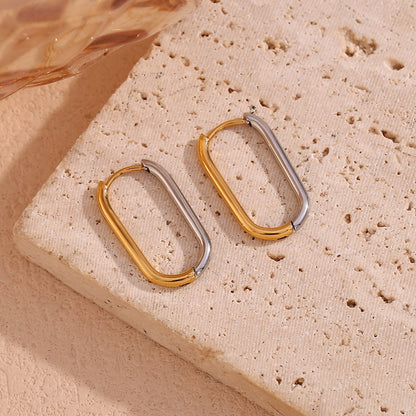 1 Pair Basic Simple Style Classic Style Color Block Plating Stainless Steel 18k Gold Plated Earrings