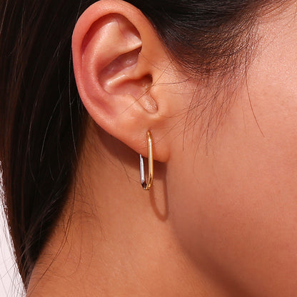 1 Pair Basic Simple Style Classic Style Color Block Plating Stainless Steel 18k Gold Plated Earrings