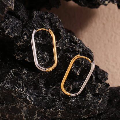 1 Pair Basic Simple Style Classic Style Color Block Plating Stainless Steel 18k Gold Plated Earrings