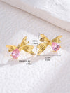 1 Pair Glam Shiny Flower Bow Knot Plating Inlay Copper Shell Zircon Gold Plated Ear Studs