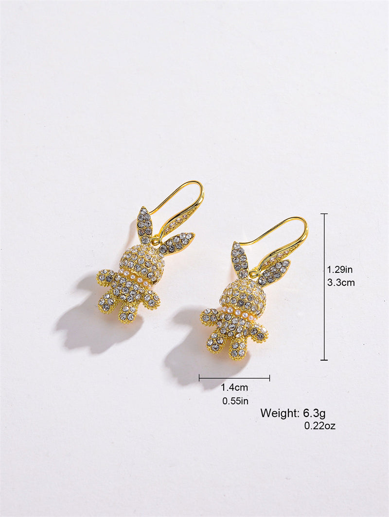 1 Pair Cute Clouds Rabbit Leaves Plating Inlay Copper Zircon 18k Gold Plated Drop Earrings