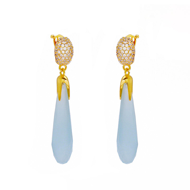 1 Pair Vintage Style Water Droplets Plating Artificial Crystal Drop Earrings