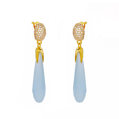 1 Pair Vintage Style Water Droplets Plating Artificial Crystal Drop Earrings