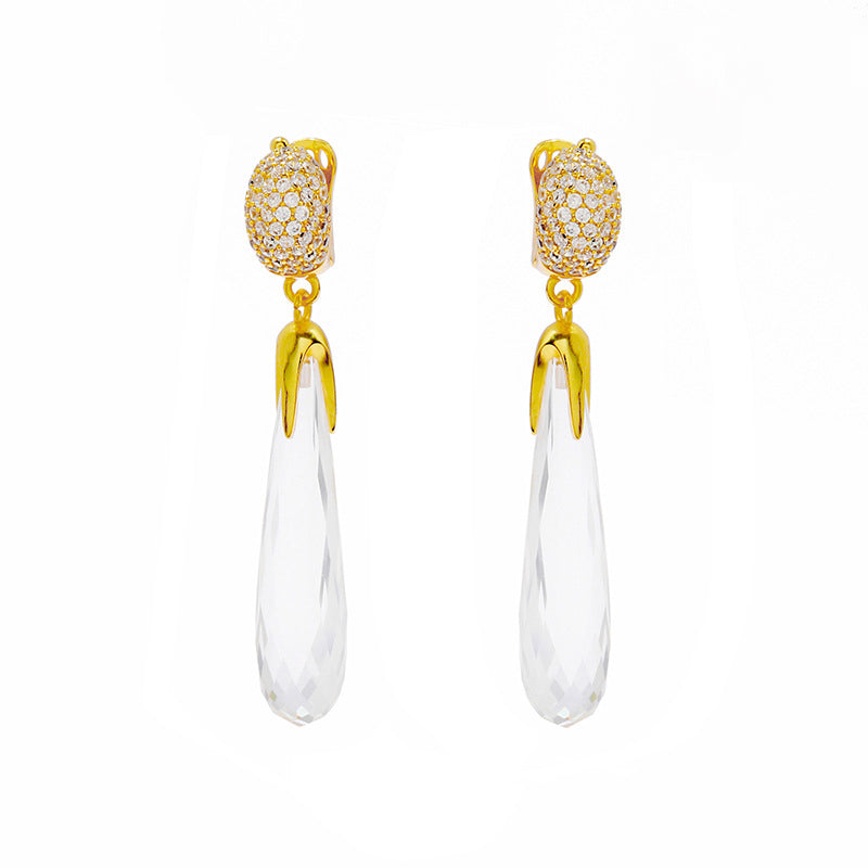 1 Pair Vintage Style Water Droplets Plating Artificial Crystal Drop Earrings