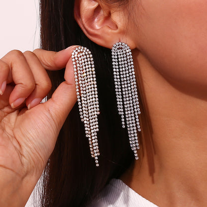 1 Pair Classic Style Tassel Plating Inlay Stainless Steel Zircon 18k Gold Plated Dangling Earrings