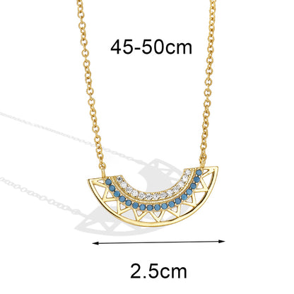 Streetwear Animal Copper Plating Inlay Artificial Gemstones Turquoise Zircon 18k Gold Plated Pendant Necklace