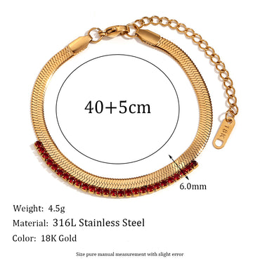 Lady Classic Style Solid Color Stainless Steel Plating Inlay Rhinestones 18k Gold Plated Bracelets Necklace