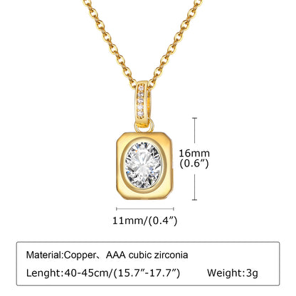 Elegant Simple Style Geometric Stainless Steel Zircon Pendant Necklace