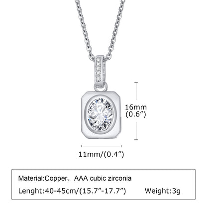 Elegant Simple Style Geometric Stainless Steel Zircon Pendant Necklace