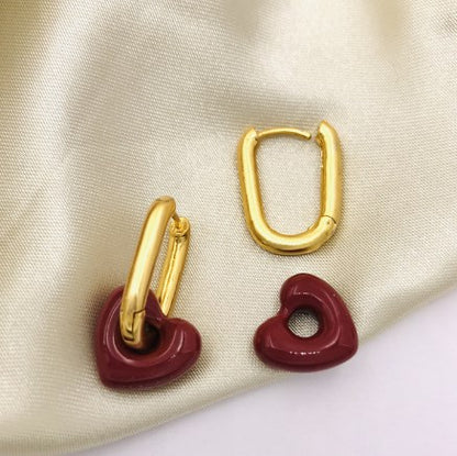 Sweet Simple Style Heart Shape Copper Brass Drip Glazed Plating Bracelets Earrings Necklace
